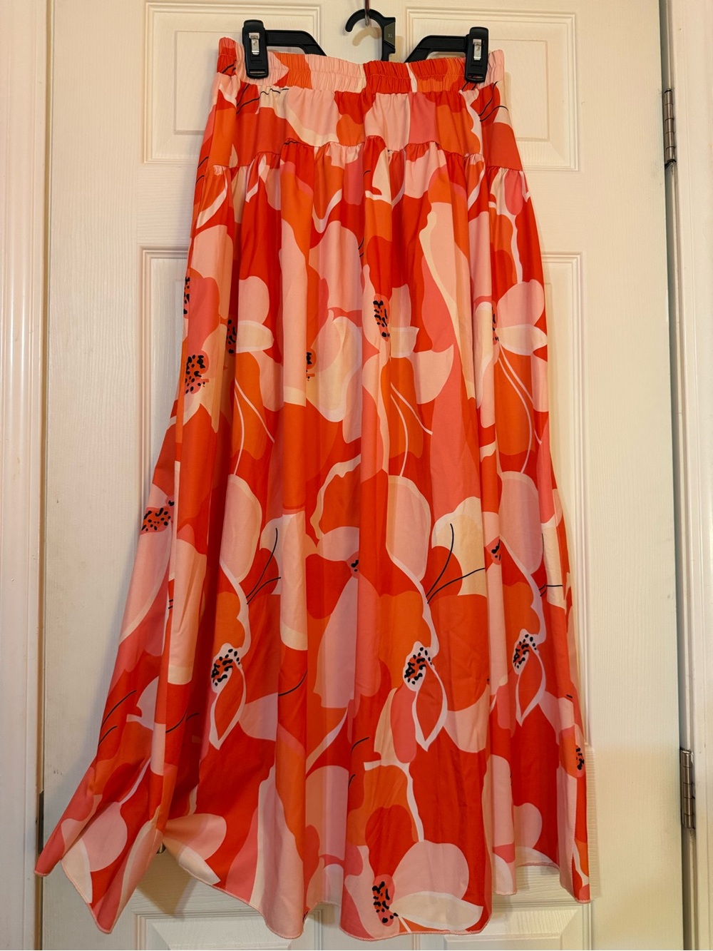 SHEIN Orange and Pink Floral Maxi Skirt